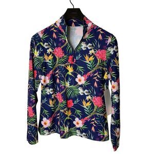 Gottex Golf and Tennis long sleeve floral top women's size medium NEW WITH TAGS
